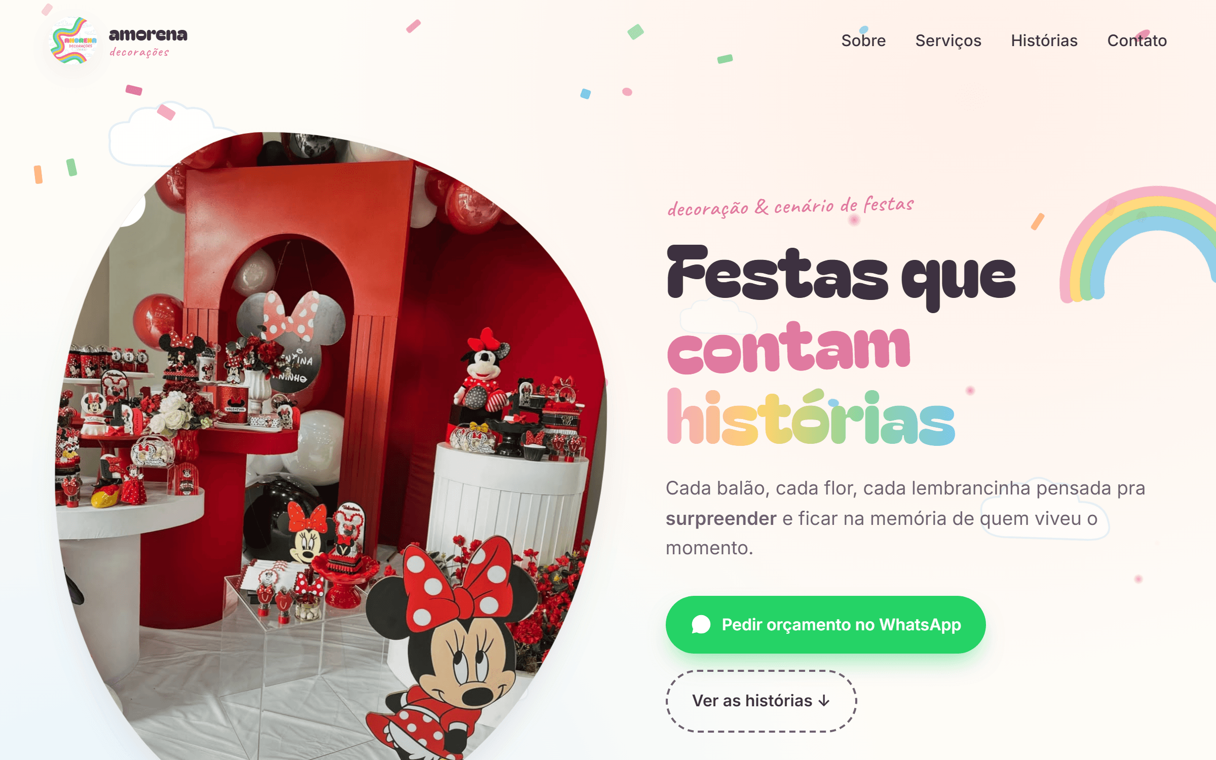 Captura de tela do projeto Amorena Decorações